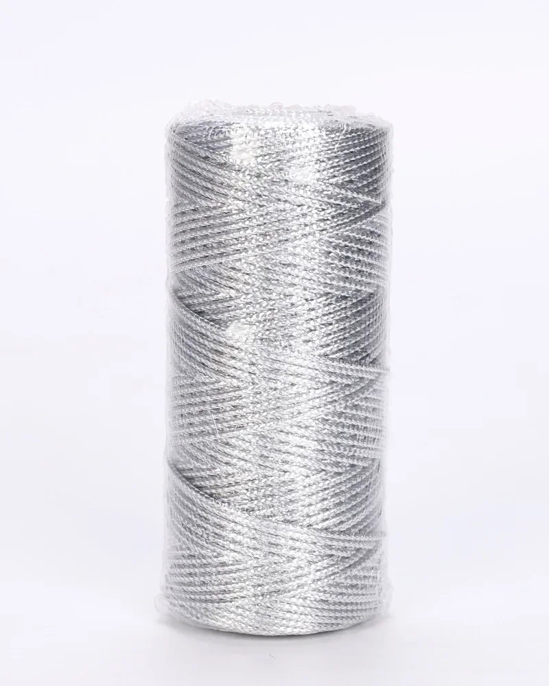 1.5mm 100M Gold Silver Macrame Cord Rope String for Sewing DIY Rope 100M Macrame Rope String for Sewing and Crafts Thread Twine Oasis Select A silver