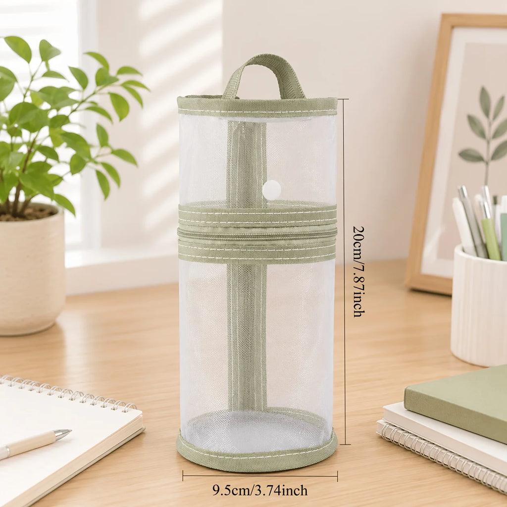 1/4PCS Multiple Simple Transparent Stand Up Pen Cases, Student Daily Storage, Large Capacity Stationery Box Oasis Select green