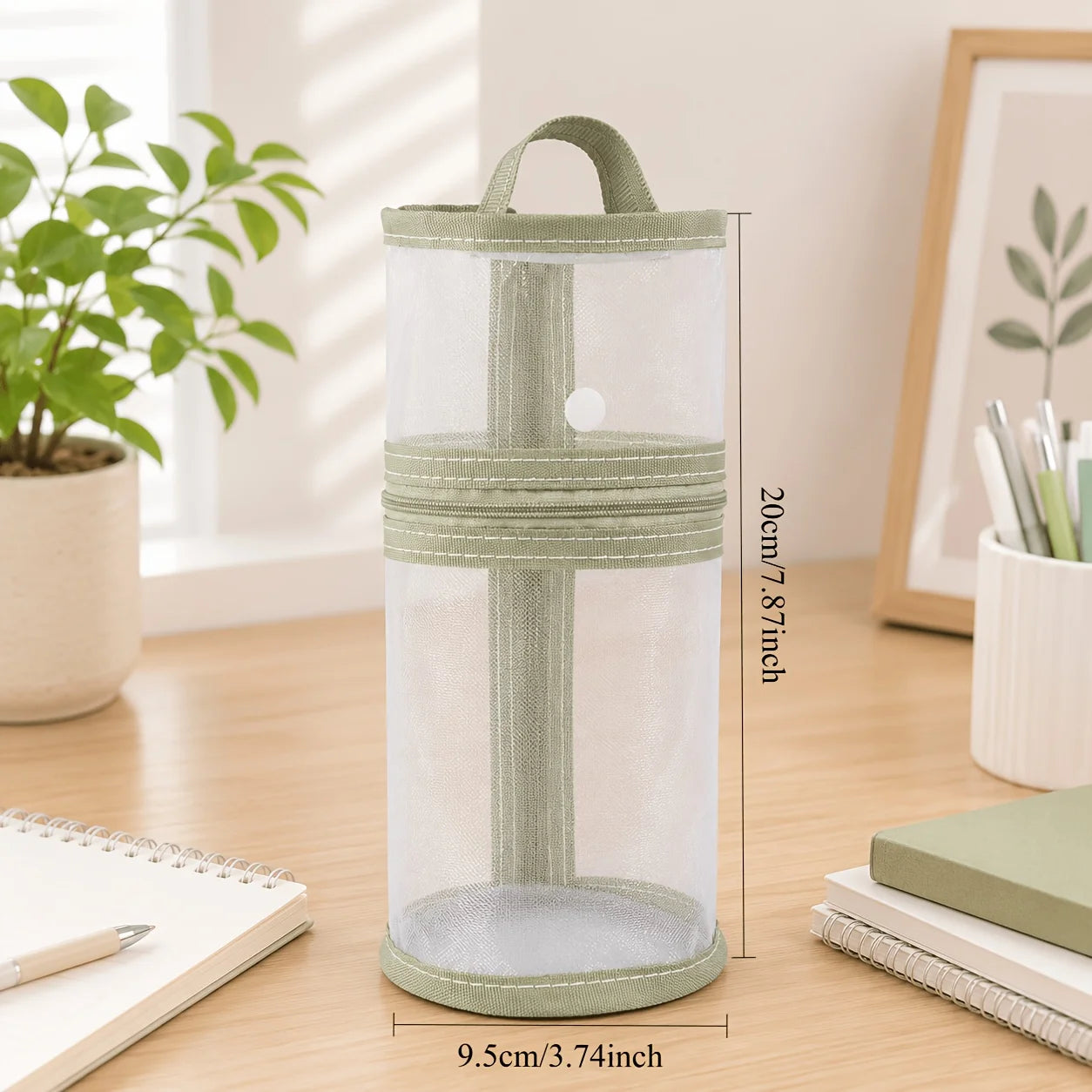 1/4PCS Multiple Simple Transparent Stand Up Pen Cases, Student Daily Storage, Large Capacity Stationery Box Oasis Select green