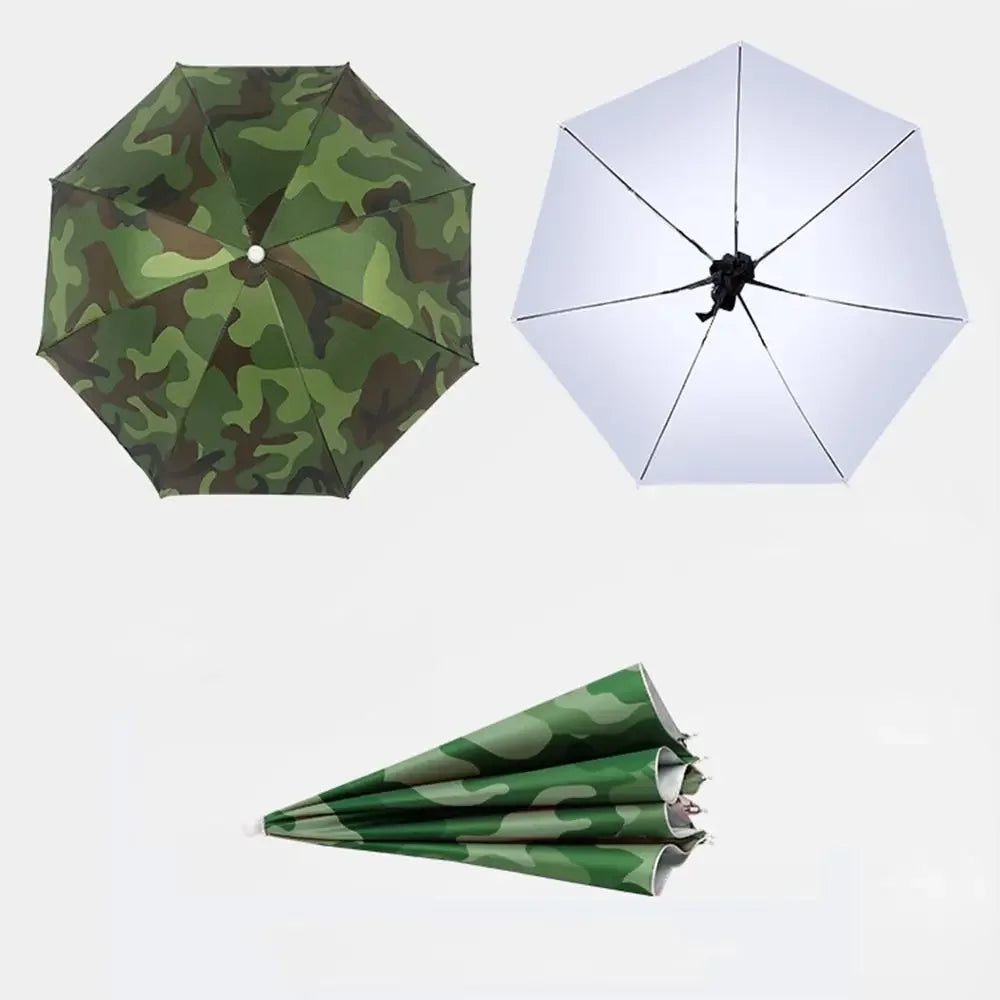 1PC Umbrella Hat Windproof Fishing Head Wearing Sunshade Rain Gear Outdoor Folding Portable Umbrella Camping Beach Head Hats Oasis Select