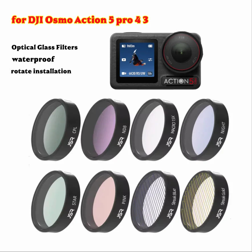 JSR Filters for DJI Osmo Action 5 Pro/4/3 – UV CPL ND Set