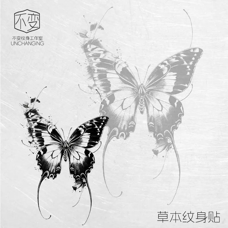 New butterfly tattoo sticker niche hottie personality realistic lasting waterproof advanced sense tattoo Oasis Select HD-004 7x12cm