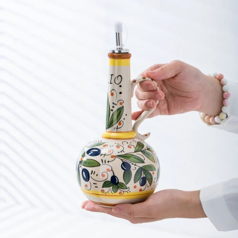 Nordic Ceramics Olive Oil Dispenser Embossed Oil Vinegar Can Household Kitchen Oil Vinegar Bottle Spice Jar Kitchen Products Oasis Select