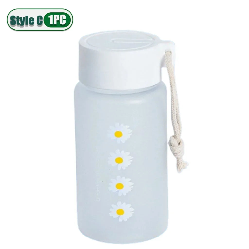Small Daisy Frosted Plastic Mug Transparent Portable Travel Tea Cup BPA Free Cute Outdoor Girl Water Cup Children Water Bottle Oasis Select Style C-1PC