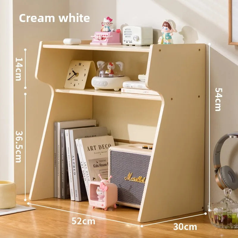 Nanzhu Bookshelf Desktop Student Desk Storage and Organizing Rack Simple Table Multi-layer Table Small Shelf Oasis Select Low White