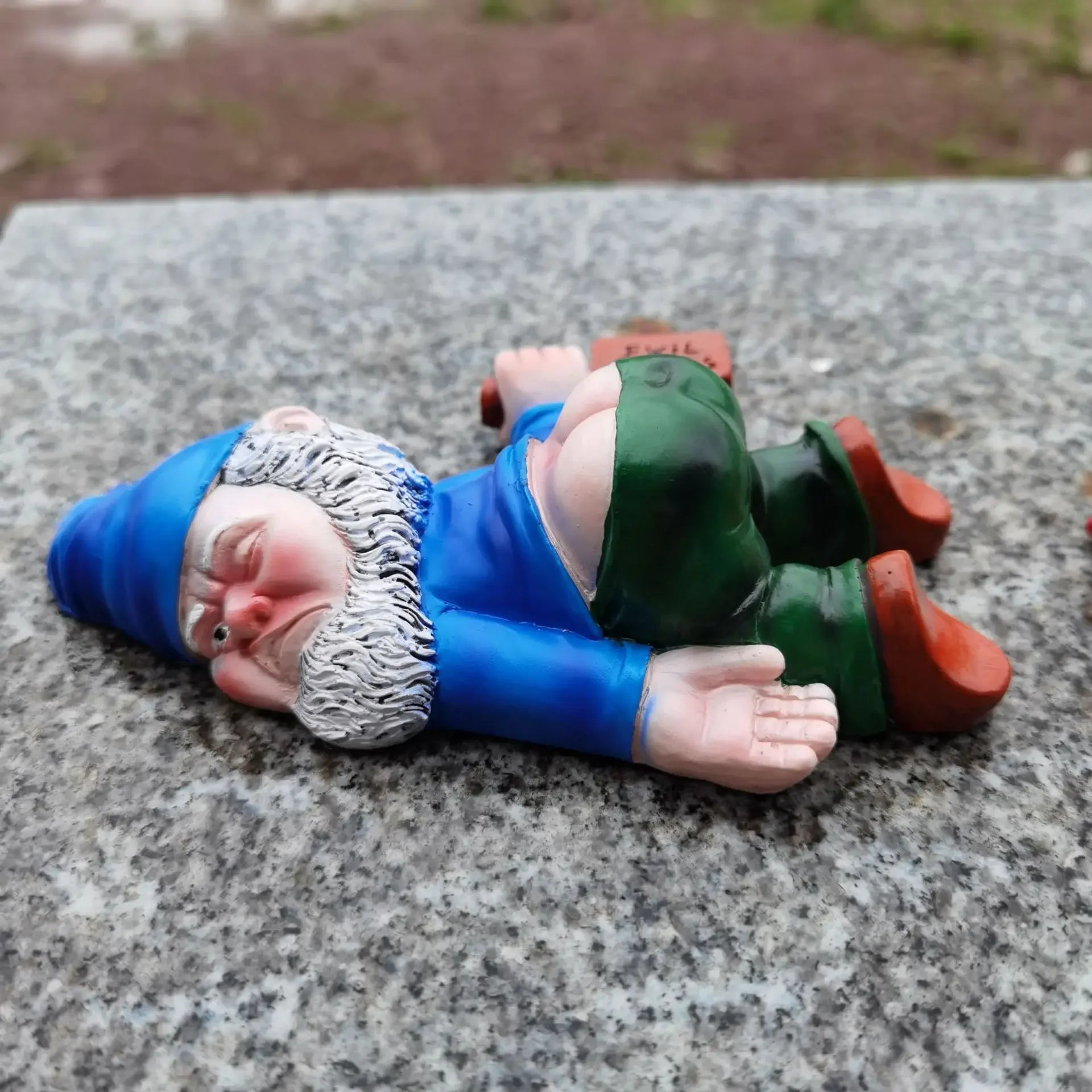 15CM Christmas Drunken Garden Gnome Funny Resin Statues for Home Decor Whimsical Indoor Outdoor Ornaments EcoResin Weatherproof Oasis Select Blue