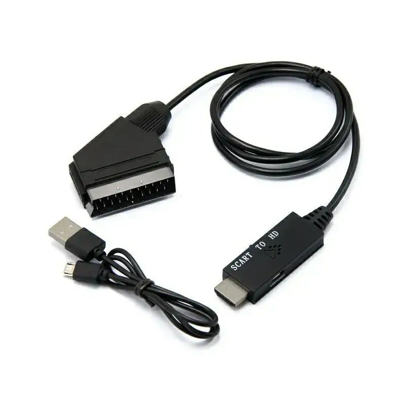 1Set -Compatible Input To Scart Output Plug And Play For VHS VCR DVD HD -Compatible To Scart Audio Video Converter Cable Oasis Select SCART to HD