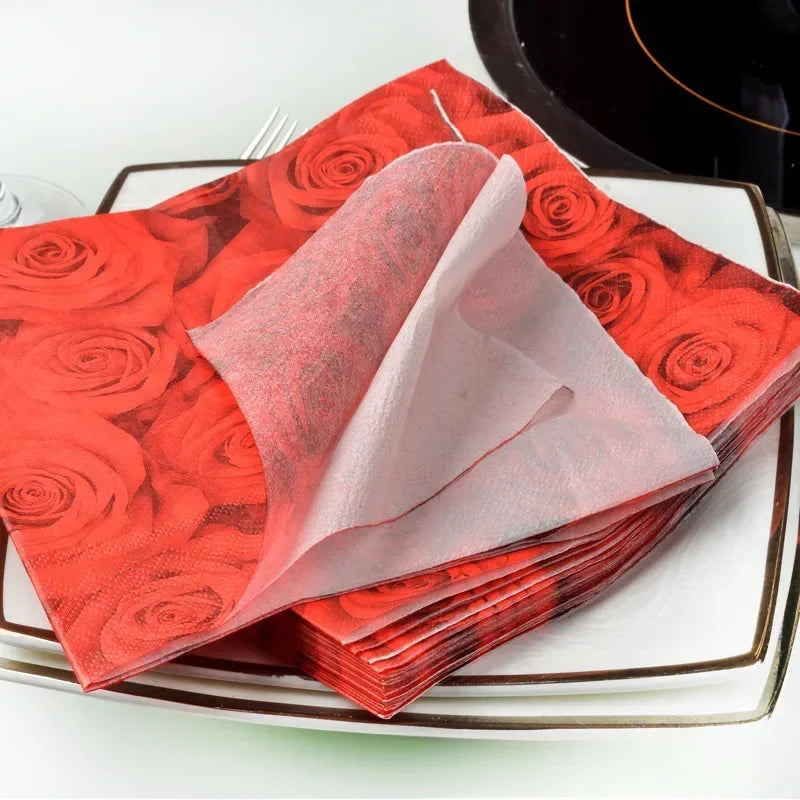 20PCS Rose Flower Assorted Vintage Napkins Decoupage Materials Christmas Paper Towels Crafts Disposable Tableware беби бон Oasis Select