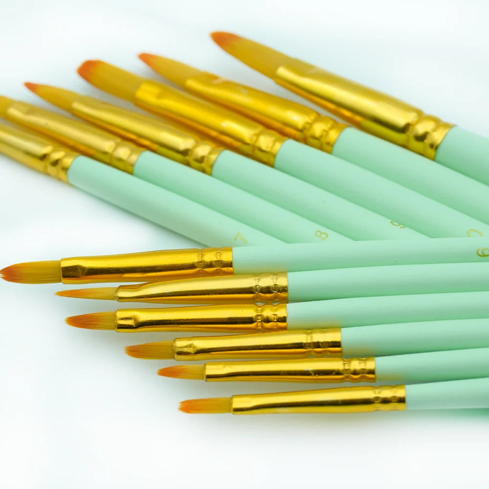 12pcs Filbert Watercolor Paint Brush Set Nylon Hair for Watercolors,Acrylics,Inks,Gouache,Oil and Tempera Oasis Select