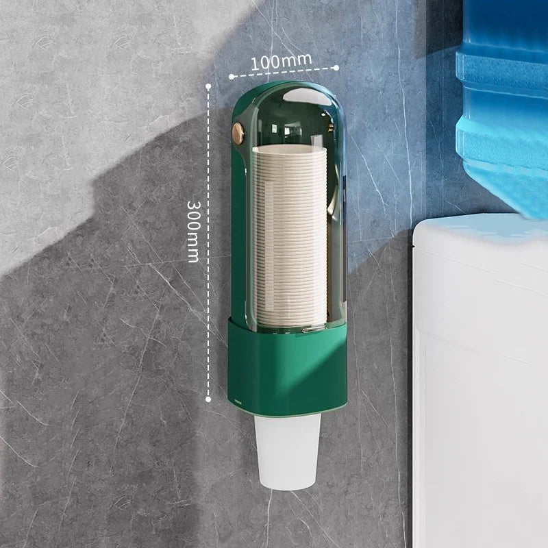 No-Drill Wall-Mounted Disposable Cup Dispenser | Dustproof Holder