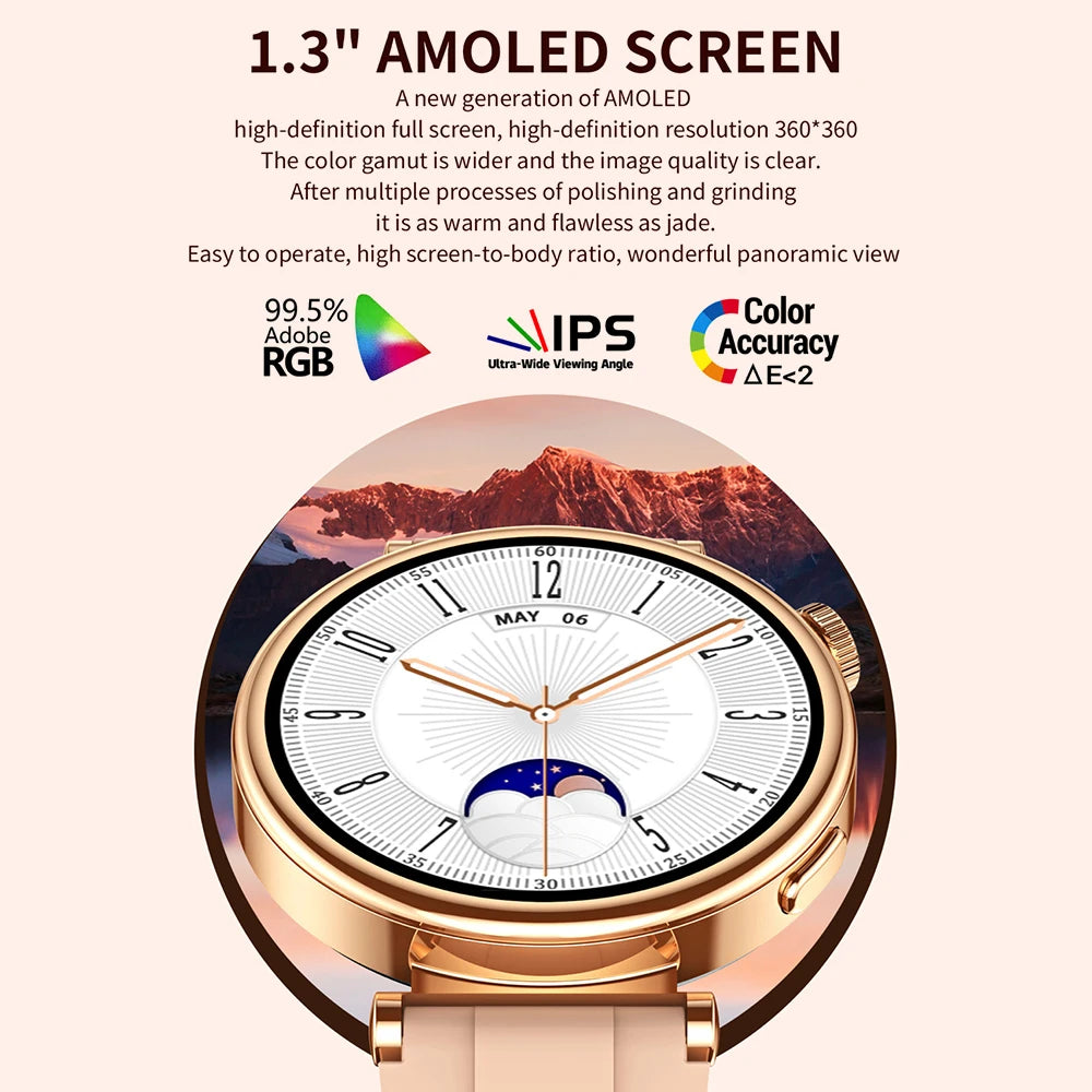 Fashion Women 1.3" AMOLED Screen Smart Watch IP68 Waterproof Sports Fitness Blue Tooth Call Smartwatch Lady NFC Music Heart Rate Oasis Select
