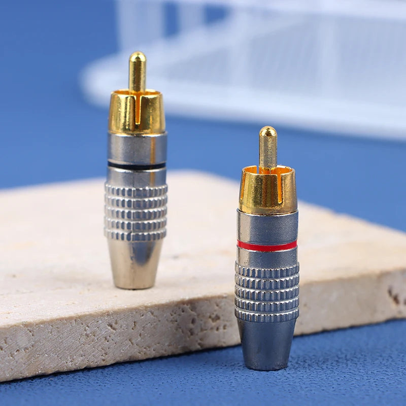 2Pcs RCA Male Connector Non Solder Plug Adapter For Audio Cable Plug Video CCTV Camera Solder-Free Adapter Cable Converter Oasis Select