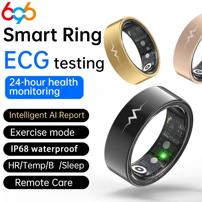 24-hour Health Monitoring Smart Ring Pressure Heartrate Sleep Monitor Men Lady Smartring Waterproof Multi-sport Mode Remote Care Oasis Select