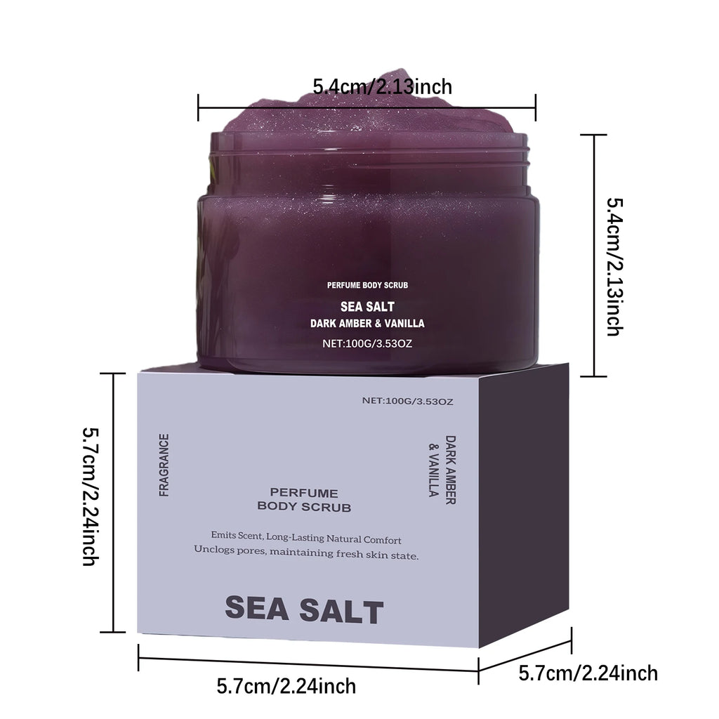 Perfume Body Scrub Hydrating Smoothing Skin Natural Exfoliating Salt Rose Coral Amber Vanilla Scent Moisturizing Cleansing Skin Oasis Select Amber Vanilla