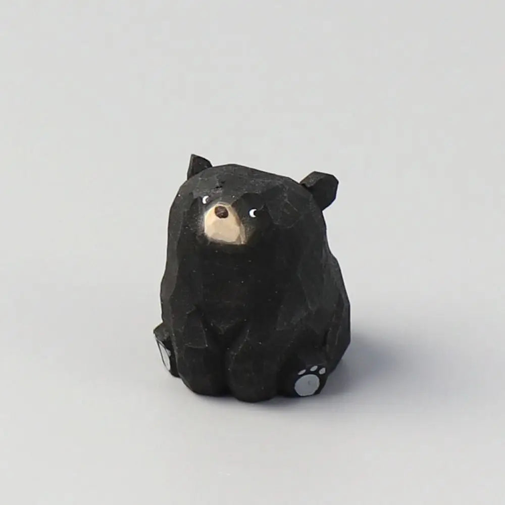 Gifts Solid Wood Wooden Bear Figurines Cute Hand Carved Polar Bear Ornament Miniature Funny Mini Bear Statue Garden Oasis Select