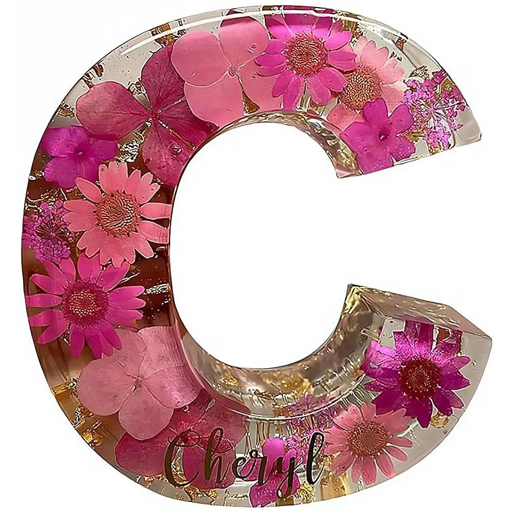 Floral Resin LED Letter Light – Dried Flower Night Lamp