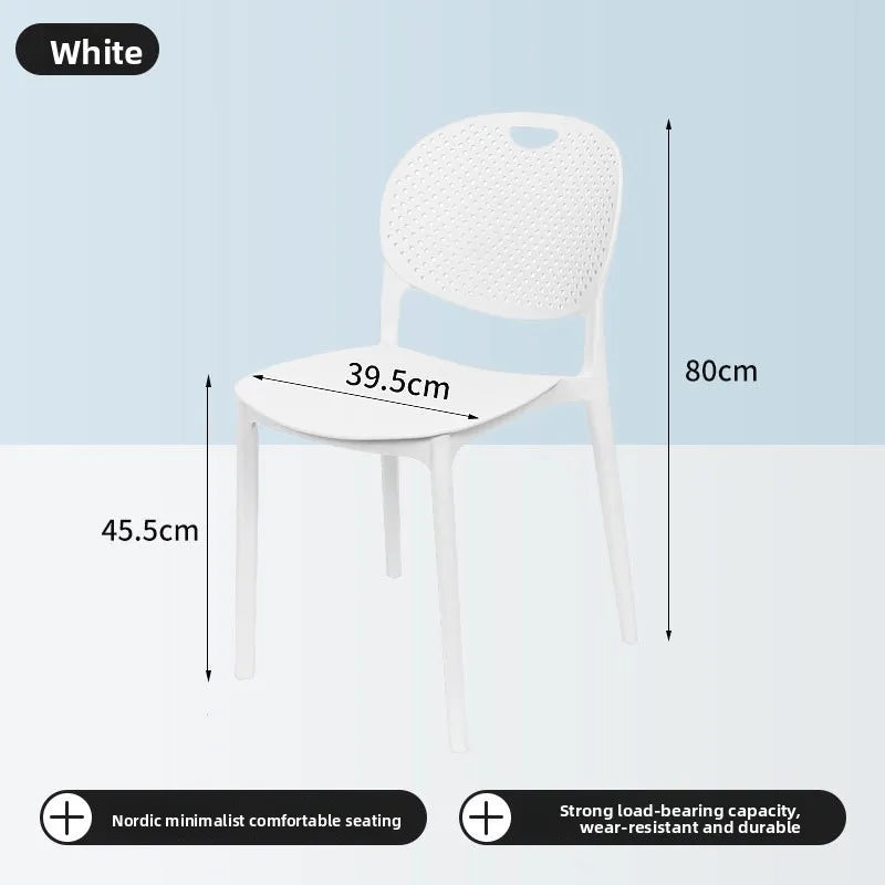 Plastic chair Back chair Thickened desk stool Study home bedroom Nordic creative dining chair can be stacked Oasis Select White 2 pieces