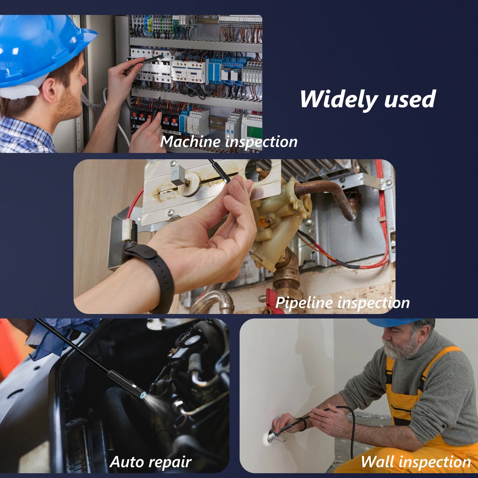 Portable endoscope 10m industrial endoscope High-definition imaging 8 LED lights included Compatible with smartphones Oasis Select