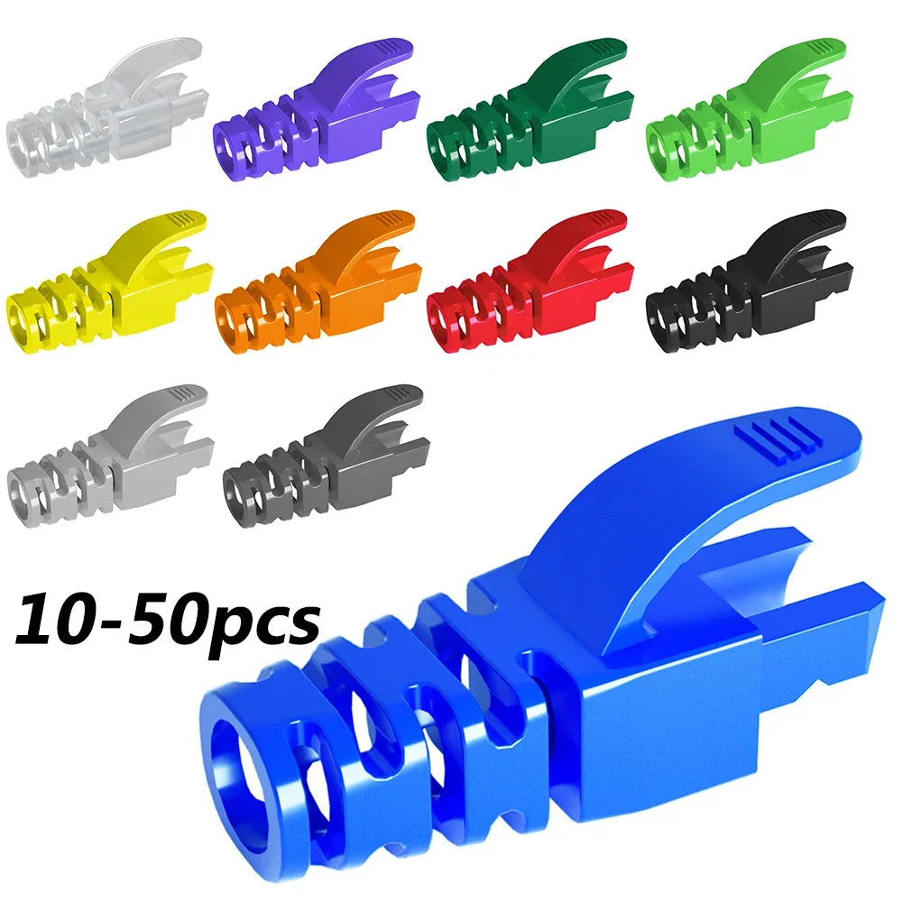 10-50 Pcs Multicolour RJ45 Caps Cat 5 CAT6 Protective Sleeve RJ-45 CAT6 CAT5e Adapter Cap Ethernet Network Cable Connector Plugs Oasis Select
