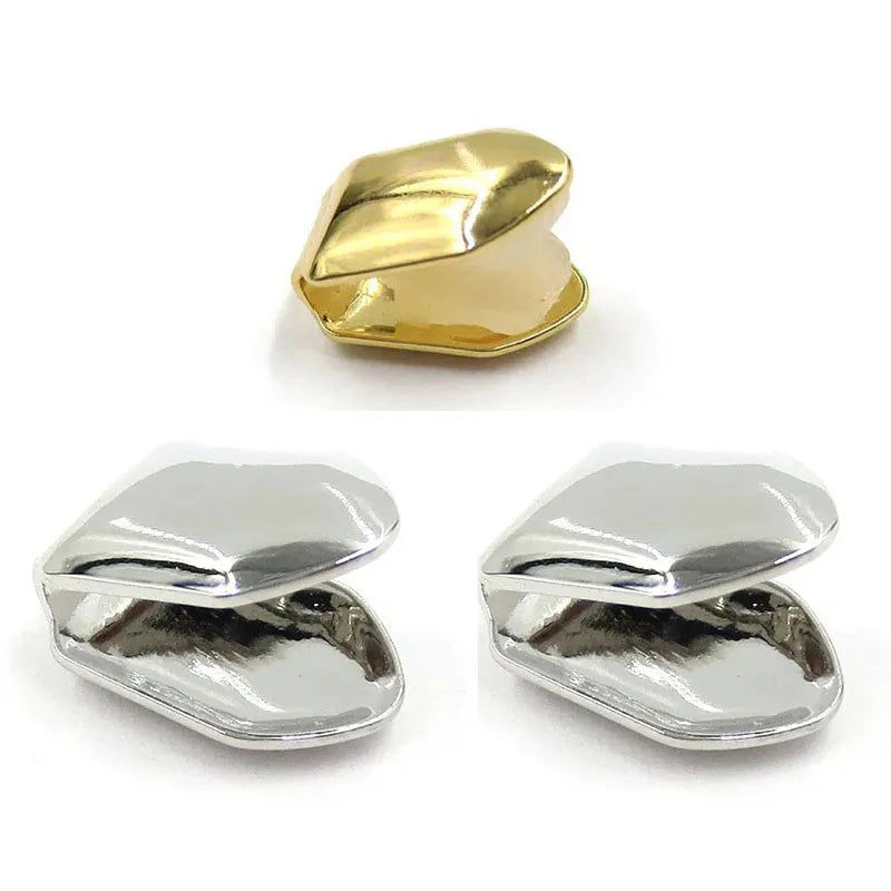 1/3/5Pcs 4 Colors Custom Fit Gold Plated HipHop Single Tooth Grillz Cap Top Bottom Dental Grill Teeth Caps Halloween Cosplay Oasis Select Mix-3pcs 2