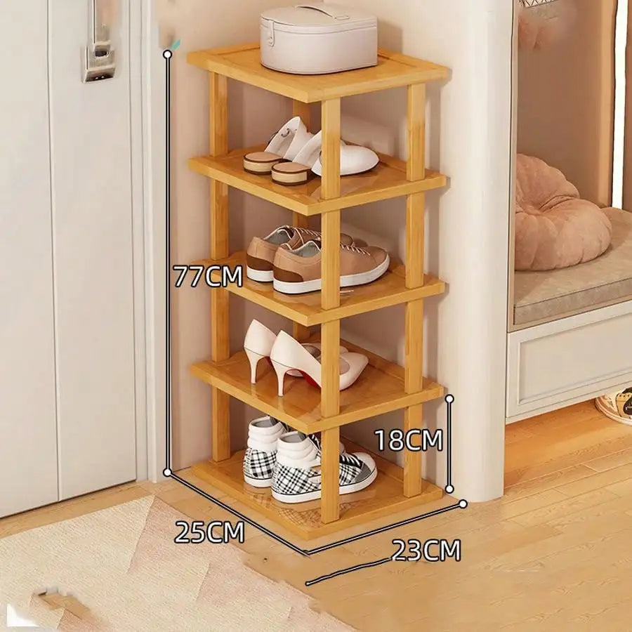 Multifunctional 6 Layers Shoes Rack Bamboo Shoe Cabinets Stackable Stand Shoes Storage Shelf Organizer For Entryway Livingroom Oasis Select 5-25
