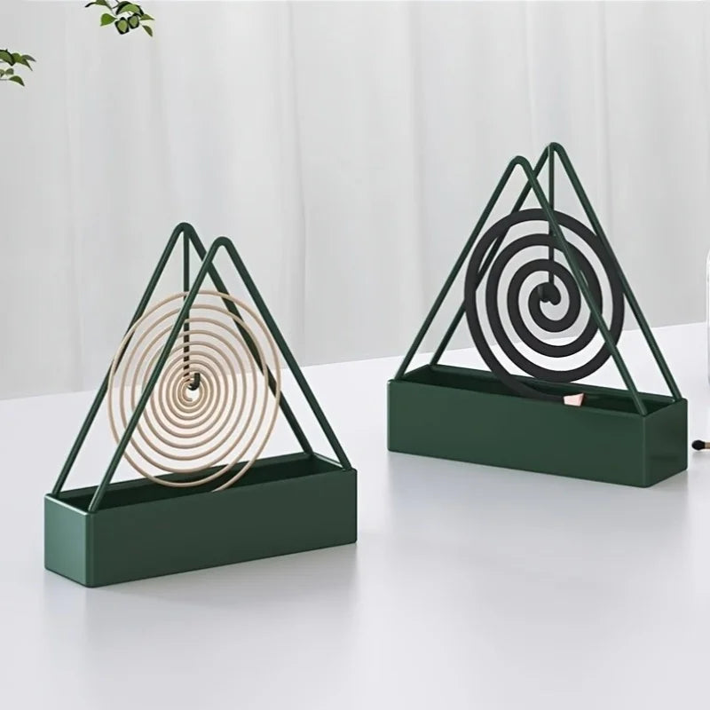 2pcs Metal Hanging Mosquito Coil Holder -Triangular Ash Collector Stand,Indoor Outdoor Incense Burner,Easy Clean Sturdy Mosquito Oasis Select