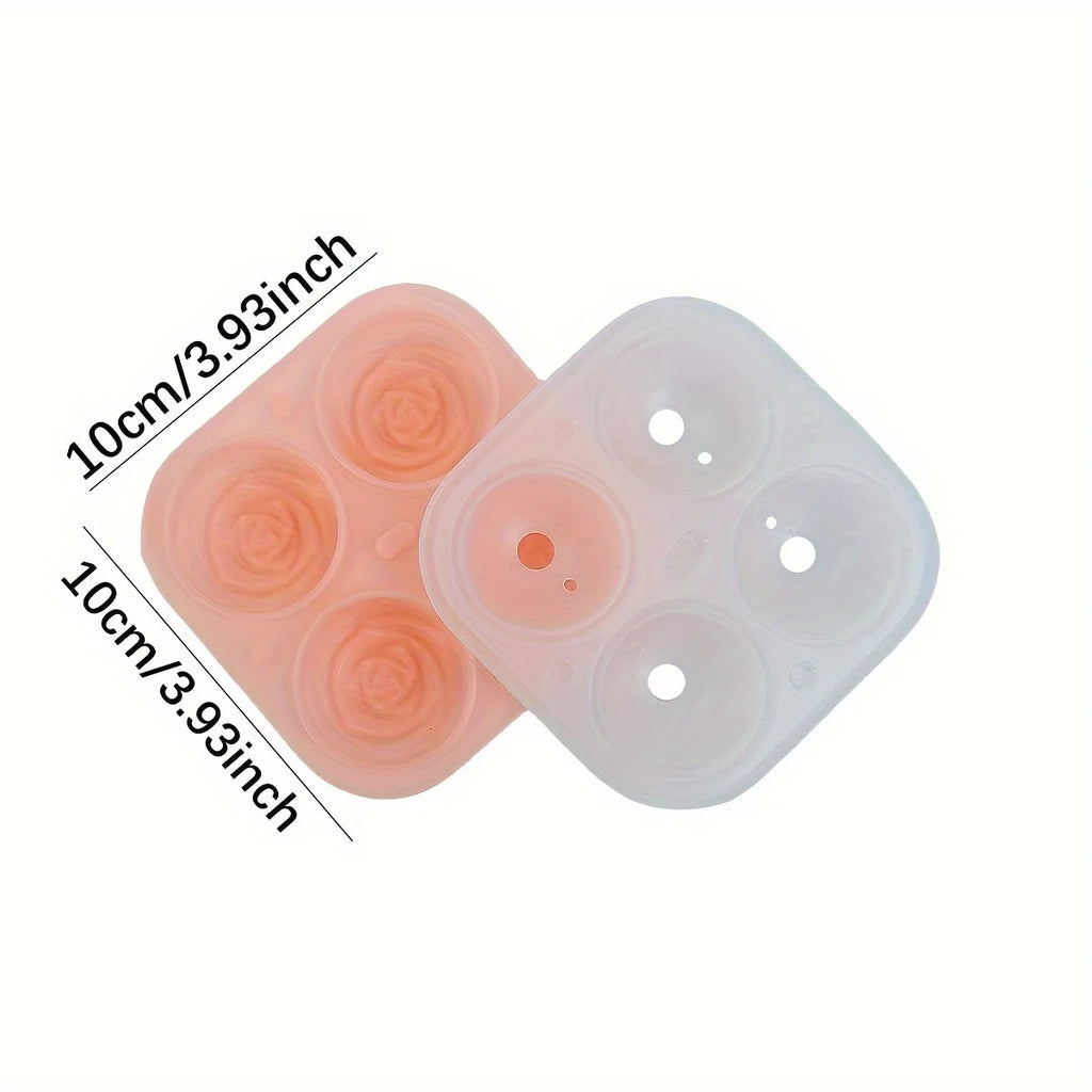 1pc Rose Shape Ice Cube Mold 4 Grids, Multifunctional Tray for Chocolate Jelly Candy Ice, DIY Party Supplies for Kitchen Bakery Oasis Select