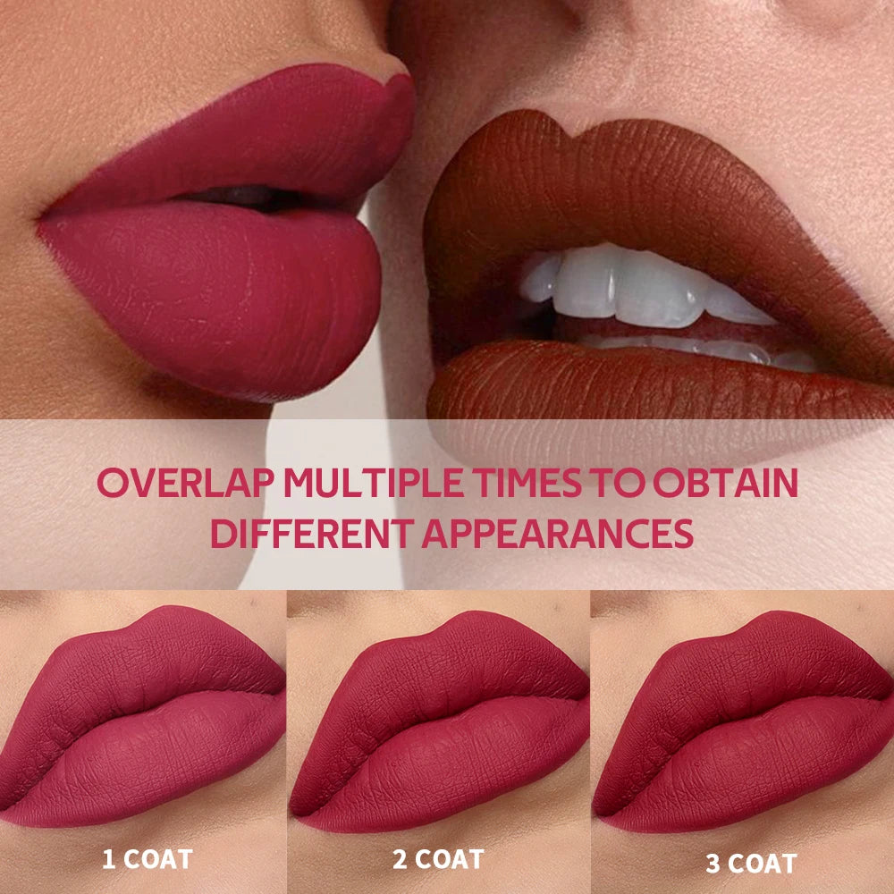 6pcs/set Teddy Velvet Non-stick Cup Lip Glaze Matte Lipstick Waterproof Longlasting Color Liquid Silky Saturation High Lip Gloss Oasis Select