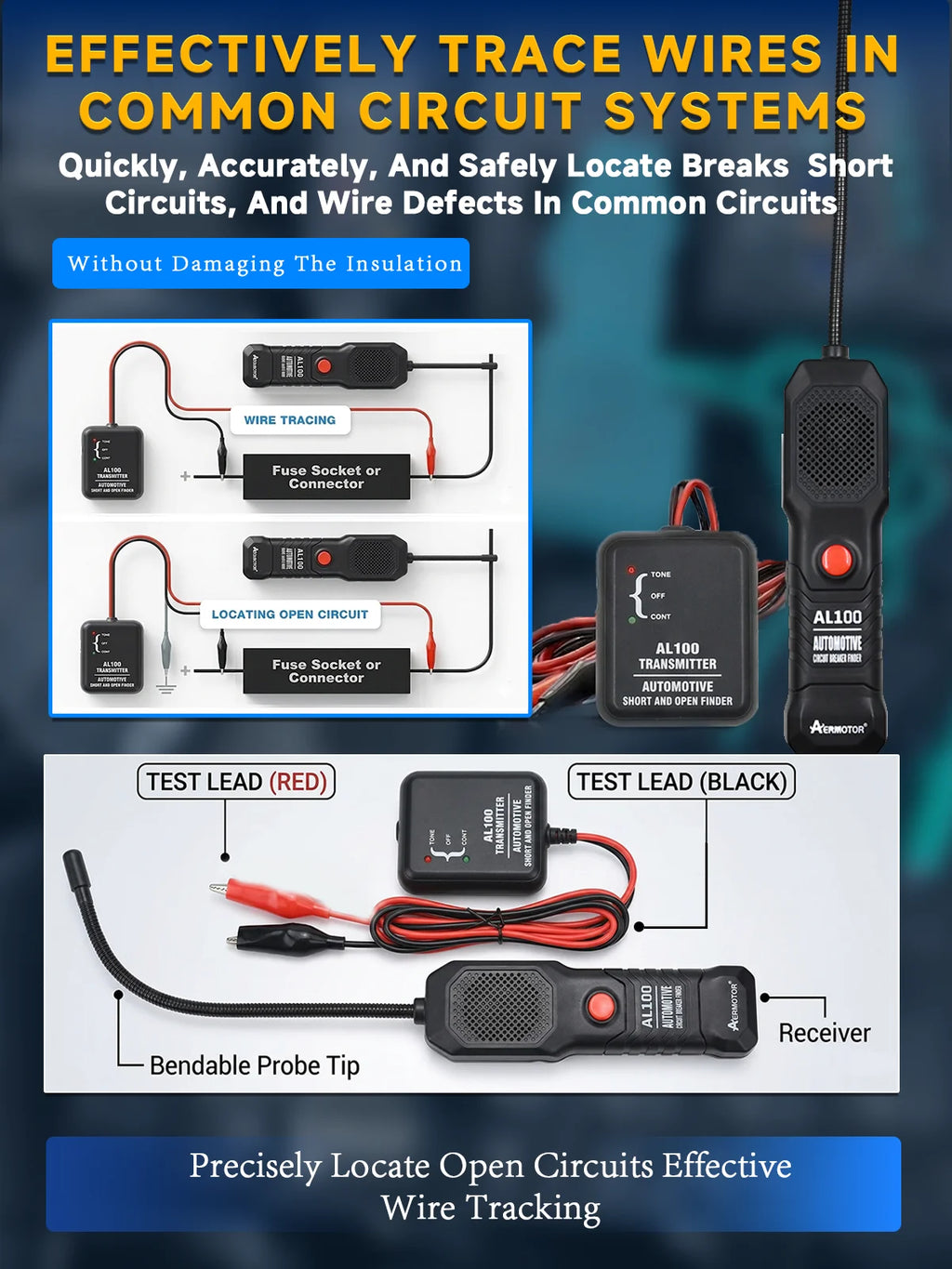 AERMOTOR AL100 Automotive Short Circuit & Wire Tracer Tool Automotive Circuit Tracer Oasis Select