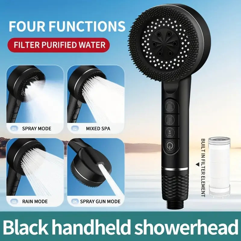 4-Speed Handheld Shower Head & Bracket Set | Rainfall Boost