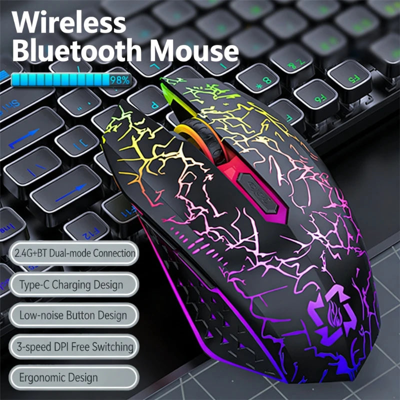 Bluetooth 5.2 Mouse RGB 2.4G Wireless Mouse Dual-Mode Gaming Mouse 6 Buttons Silent Mouse For MacBook Tablet Laptops Computer Oasis Select