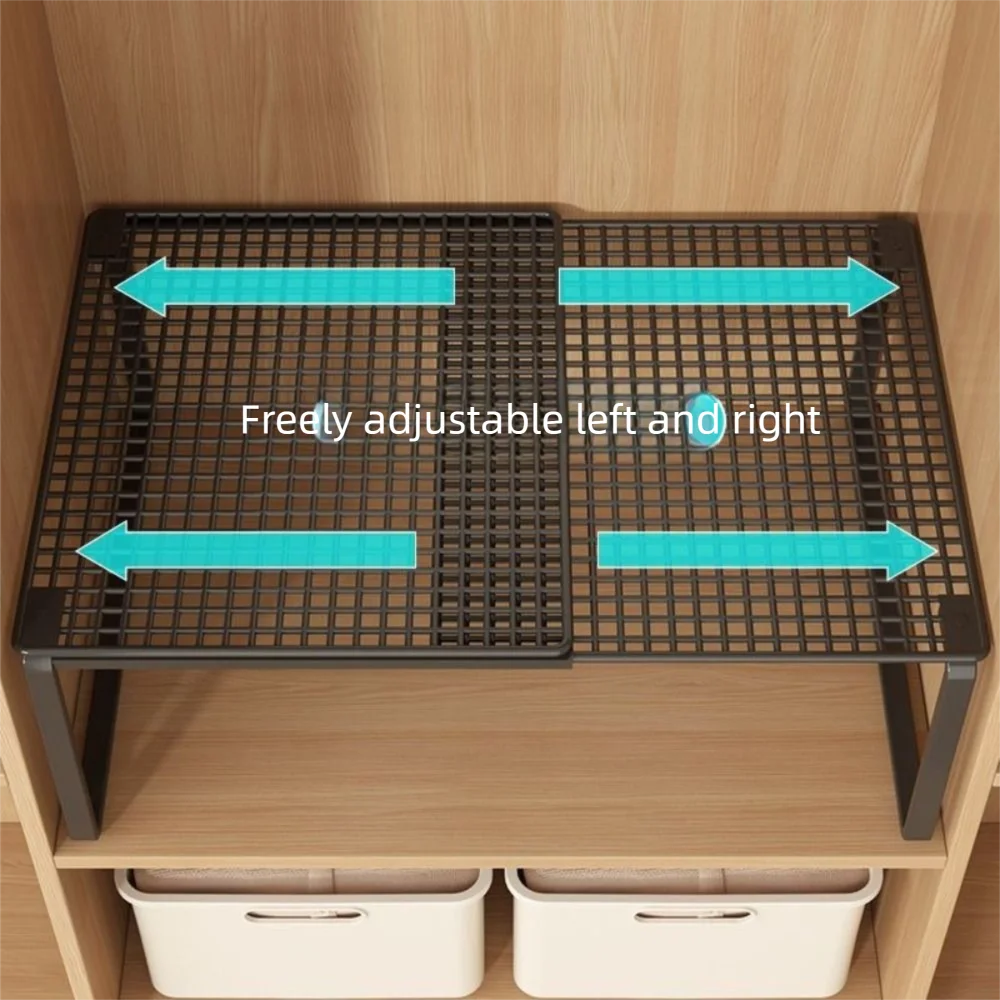 DIY Metal Closet Shelf Expandable Adjustable Wardrobe Organizer Retractable Stackable Shelves Bathroom Oasis Select