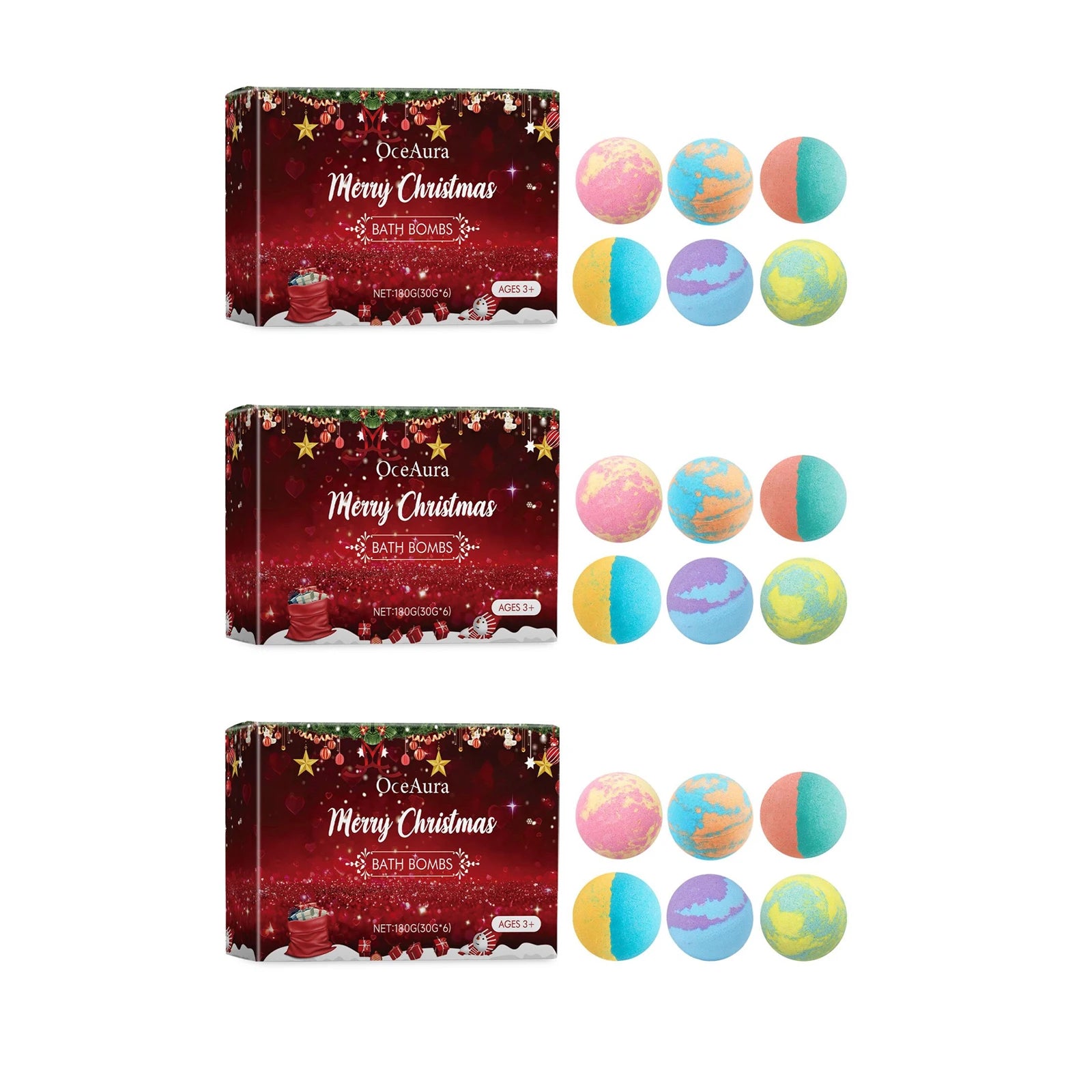 OceAura Christmas Bath Bombs Gift Set – Kids & Adults Bath Bombs Gift Set Oasis Select 18pcs boxed
