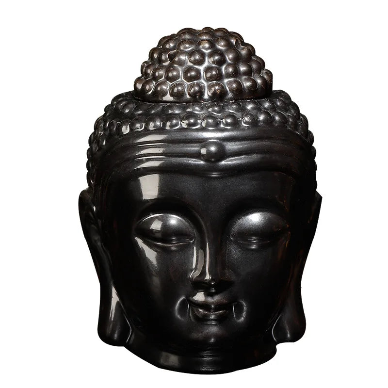 Ceramic Head Aromatherapy Burner Indoor Household Essential Oil Special Incense Burner Handicraft Home Ornament Decoration Oasis Select Black