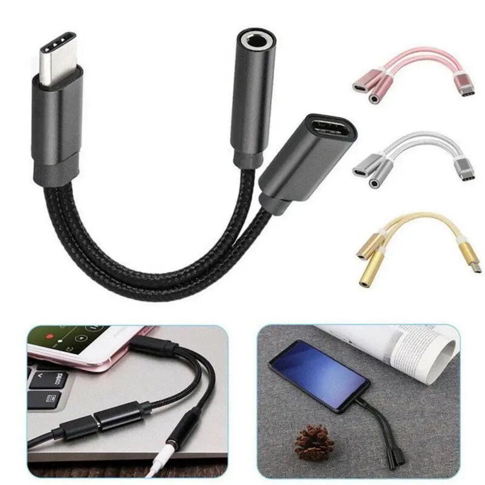 Adapter Type C to 3.5mm Aux Cable 2 In 1 3.5mm Jack Type-C To 3.5mm Connector Usb C Cable Audio Cables Type C To 3.5 mm Adapter Oasis Select