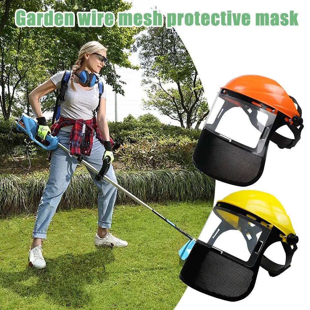 Garden Safety Helmet – Iron Mesh Face Mask for Lawn Mowing