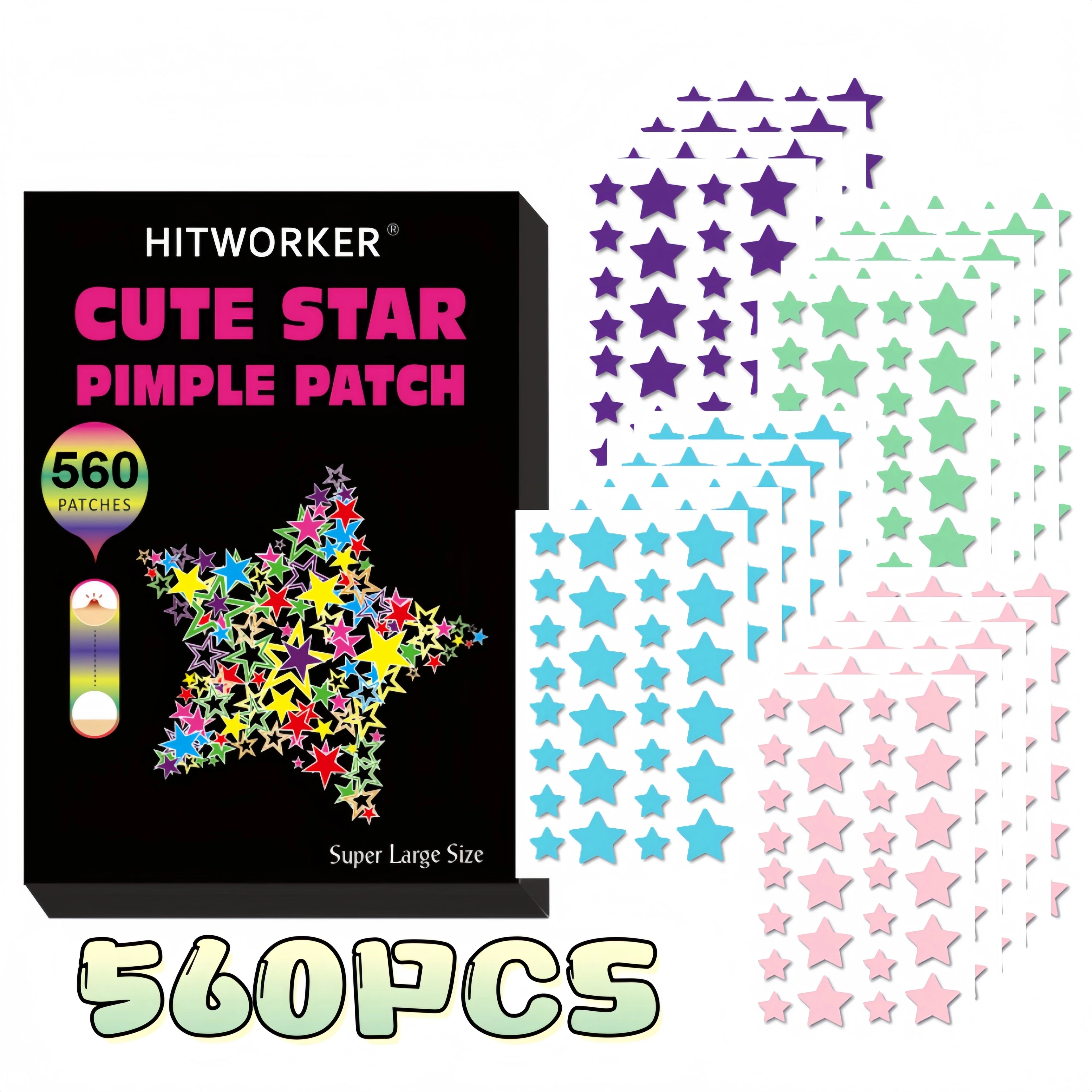 560 star shaped acne patches per box, alcohol free and fragrance free, gentle and effective, used to remove acne and blemishes Oasis Select 560pcs 2