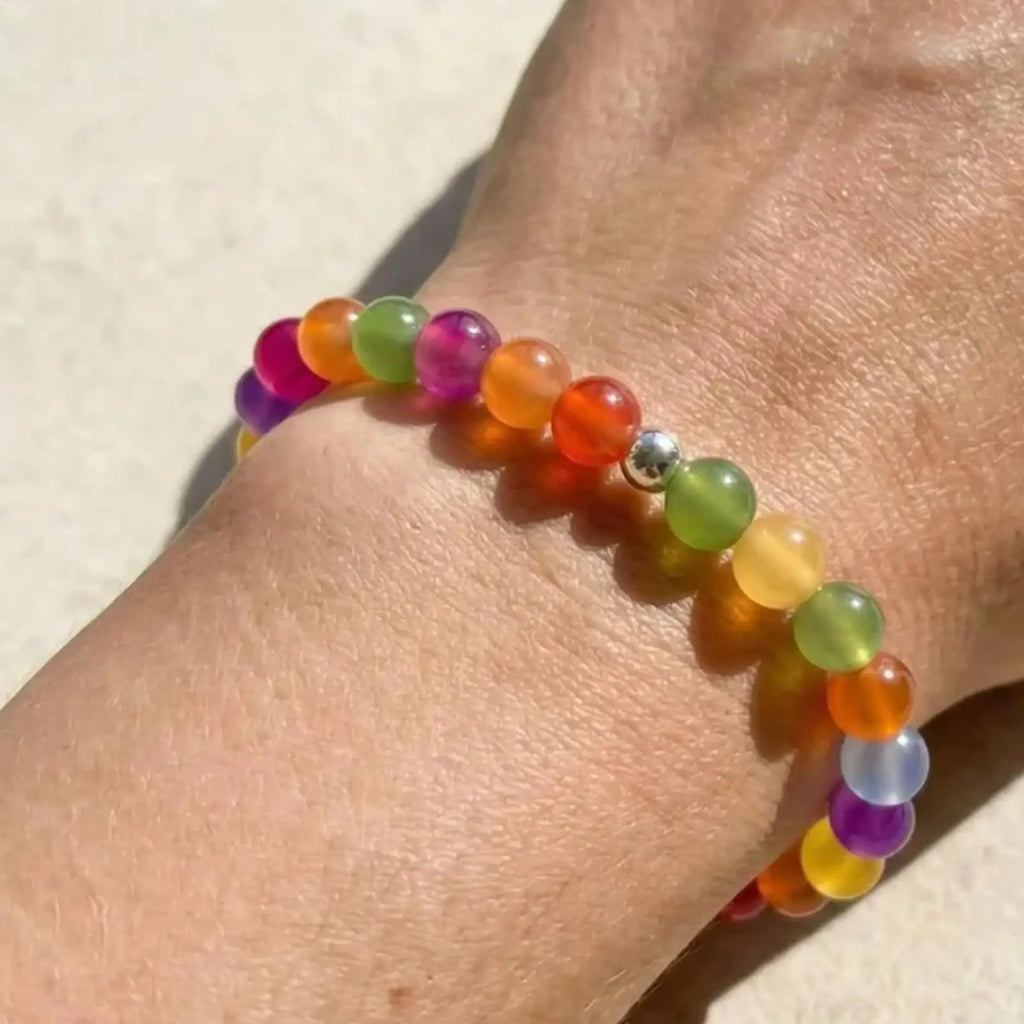 Rainbow Beaded Choker UV Reactive Stackable Necklace Bracelet Jewelry Color Shifting Beads Bracelet Necklace Neck Jewelry Oasis Select