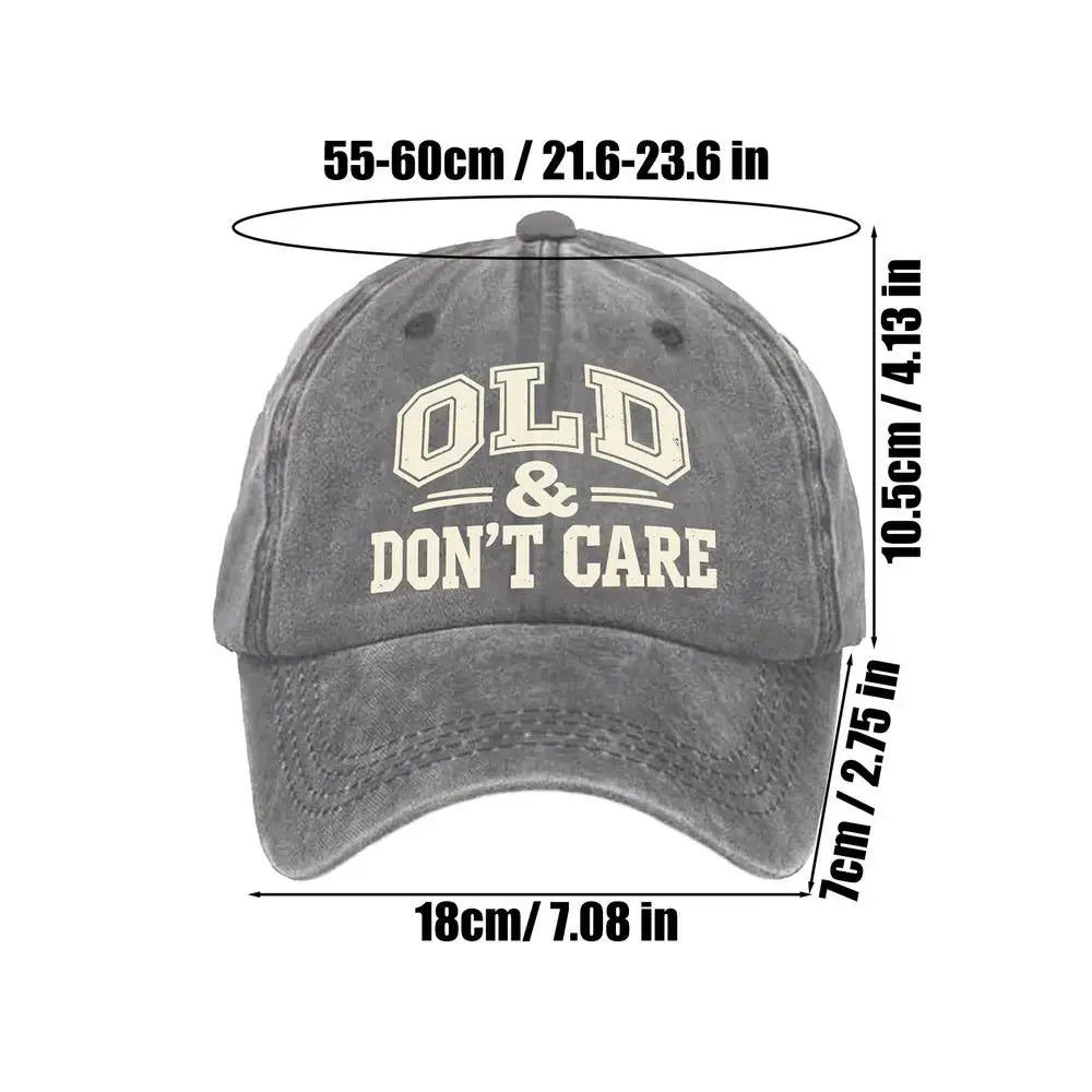 Vintage Baseball Caps Retro OLD Dont Care printing Hat Unisex Style Distressed Washed Headwear Outdoor All Seasons Travel Hats Oasis Select Gray
