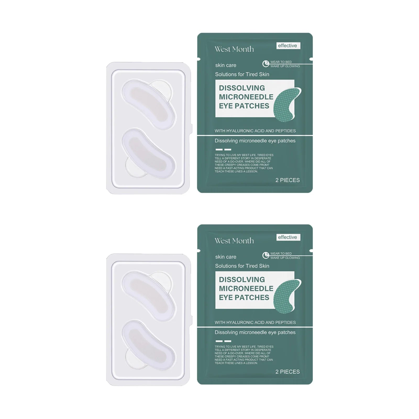 0.25mm Hyaluronic Acid Dissolving Microneedle Eye Patches Hydrogel Eye Mask for Wrinkles Dark Circles Puffiness Anti-Aging Oasis Select 4pieces