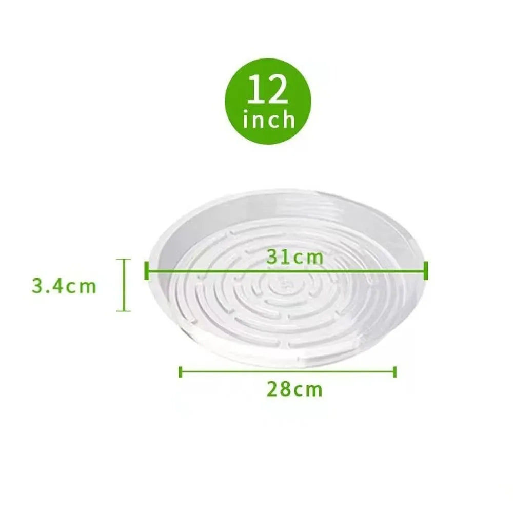 5-Pack Clear Plastic Flower Pot Drip Trays 6/8/10/12 Inch