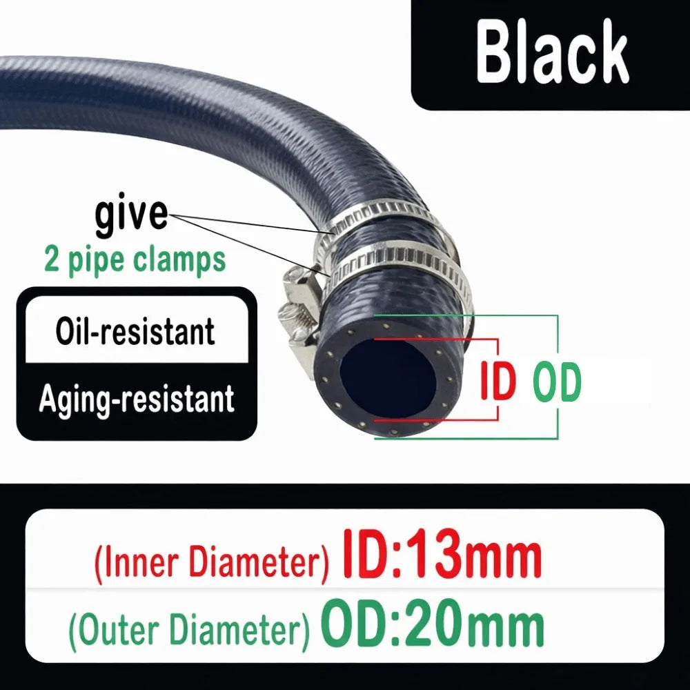 NBR Oil Resistant Car Fuel Hose 4–14mm ID + Pipe Clamps
