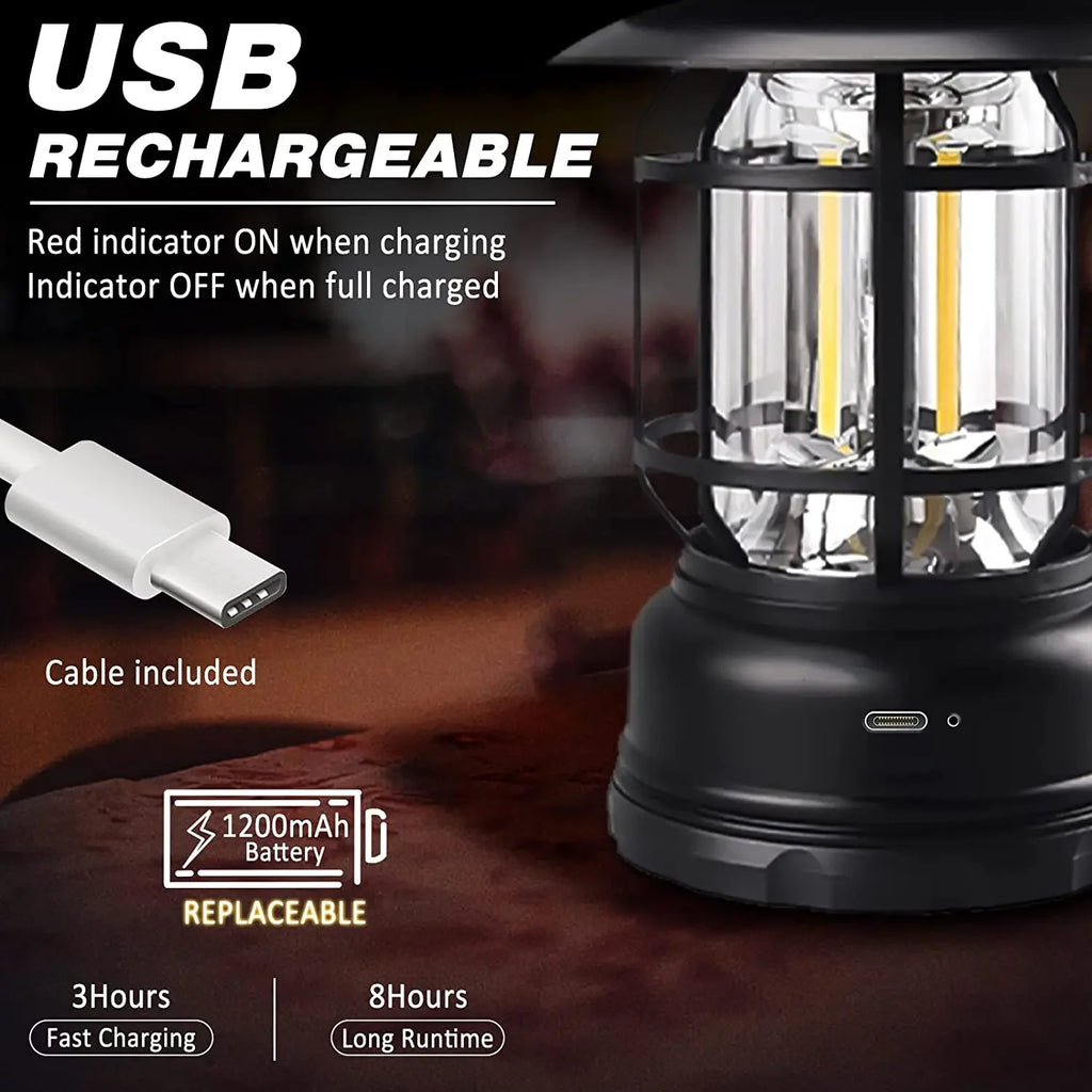 ESMARTER Rechargeable COB Camping Lantern – Stepless Dimming