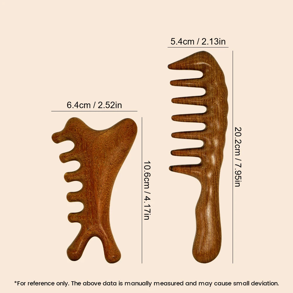 Natural Sandalwood Wide Tooth Massage Comb Set – Anti-Static Scalp Massage Comb Set Oasis Select