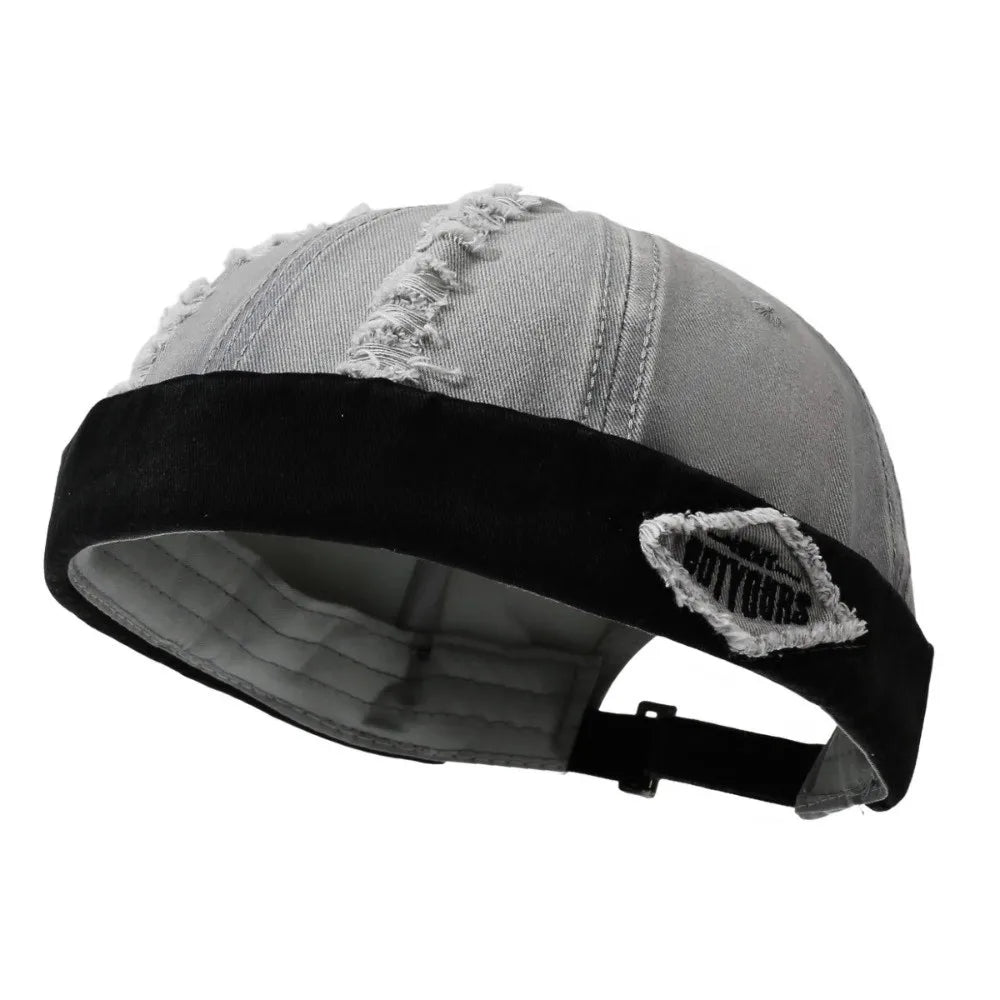 Casual Broken Hole Melon Skin Hat Lightweight Streetwear Hip Hop Cap Sun Protection Quick Drying Skullcap Outdoor Oasis Select Light Grey