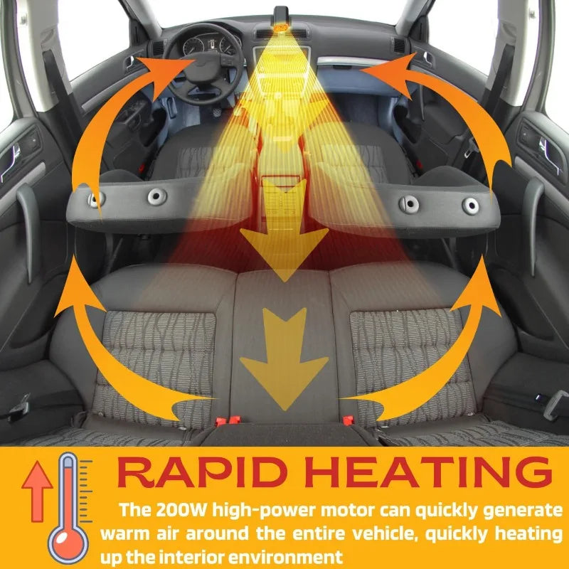 12V 200W Defrosting Demister Car Heater Fans Defogger Windshield Frost Snow Mist Removal Heating Dryer Window Car Accessory Oasis Select