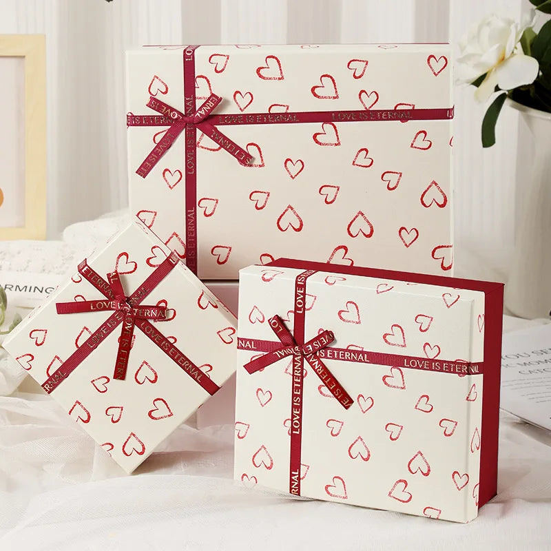 Bow Gift Box Lid-And-Base Gift Box Gift Packaging Box Elegant For Party Decorative Storage Wedding Oasis Select Red-28x20x9cm Other