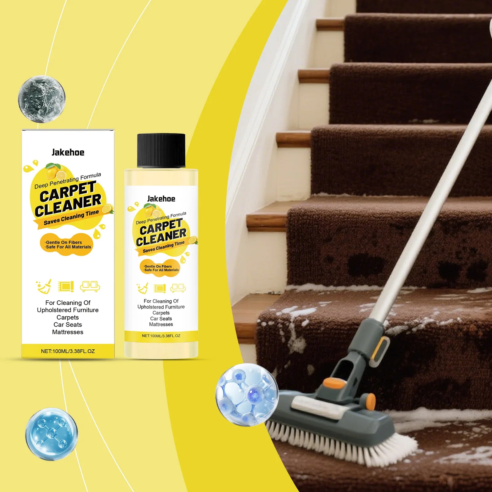 Carpet Cleaner for Fibers Eliminate Stubborn Stains Deodorization Odor Remover Effective Carpet Bubble Cleaner Foam for Fabric Oasis Select