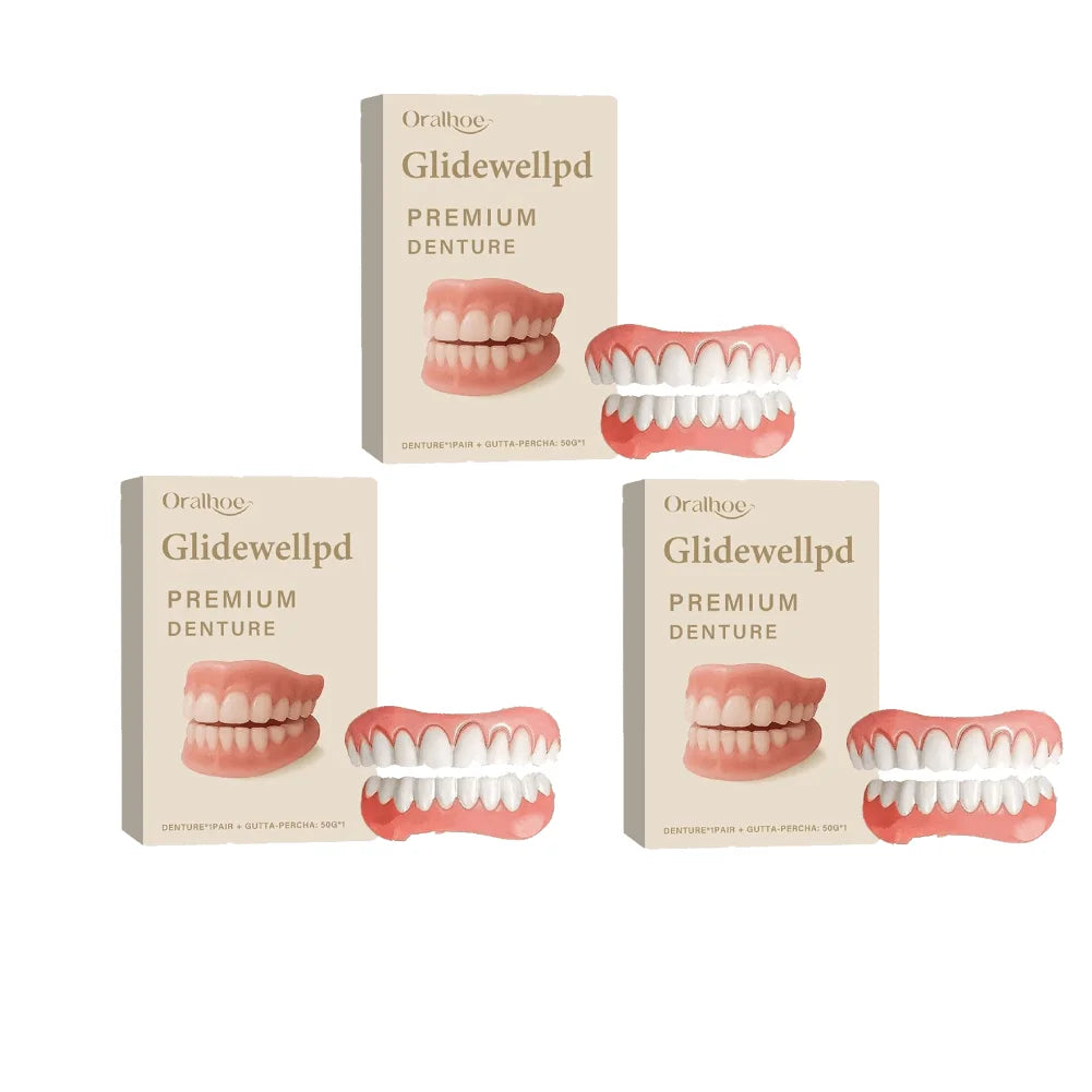 New Teeth Silicone Kit Reusable Orthodontic Appliances Upper Lower Fake Teeth Soft Decorative Comfortable Realistic Denture Set Oasis Select B