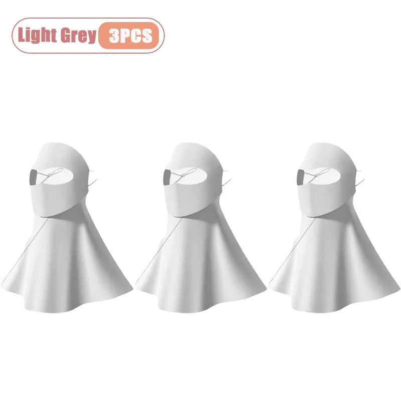 1-10PCS Ice Silk Face Mask Women Cooling Breathable UV Protection Eye Cover Summer Sun Mask Dustproof Stylish Face Gaiter Oasis Select Light Grey-3PCS